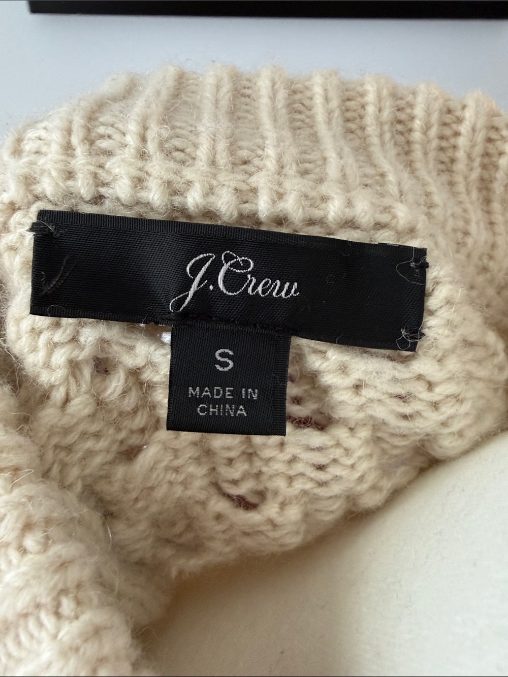 J. Crew Cream Cable-Knit Bobble Crewneck Sweater - Picture 2 of 5